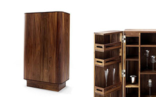 SOLID WALNUT WOOD BAR CABINET