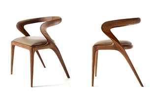 SCULPTURAL SOLID WALNUT CHAIR